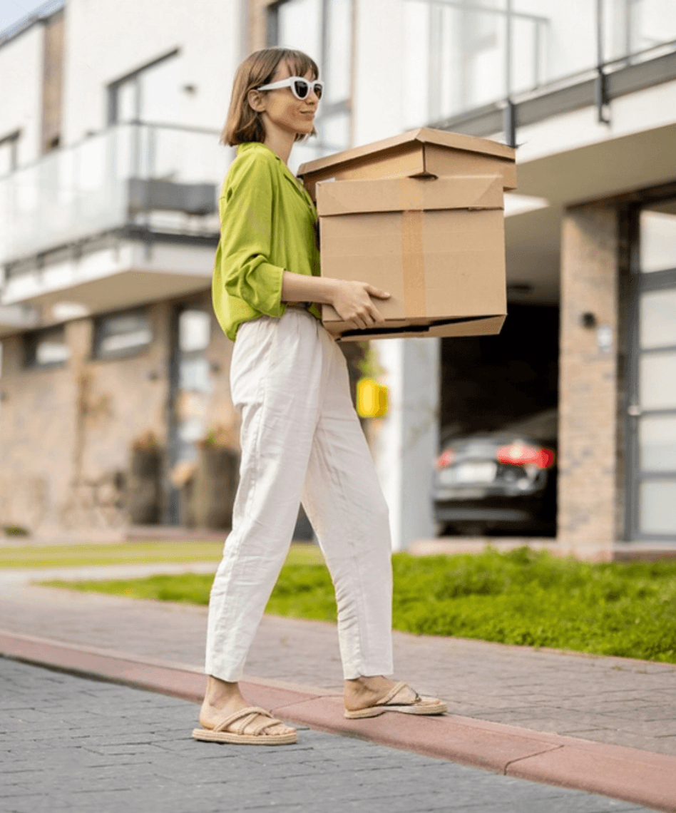 Woman holding a box